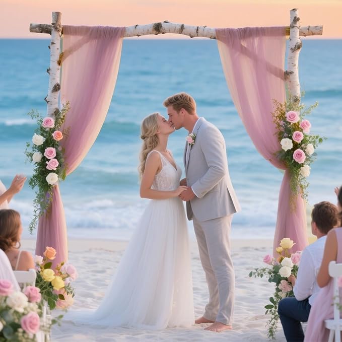 VOK Wedding Arch Draping Fabric Chiffon Fabric, 29in x 18Ft Sheer Chiffon - Image 5