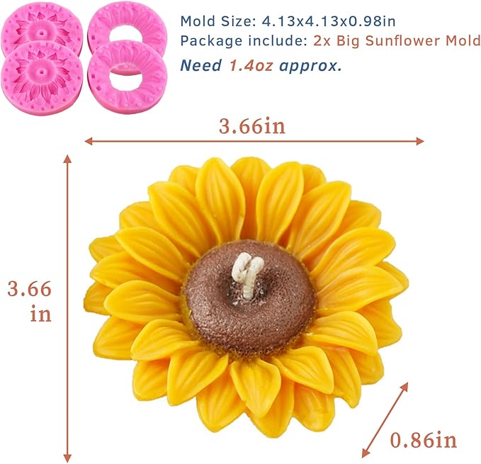 Wehous 2PCS Large Sunflower Silicone Molds, 3D Flower Silicone Molds - Image 3
