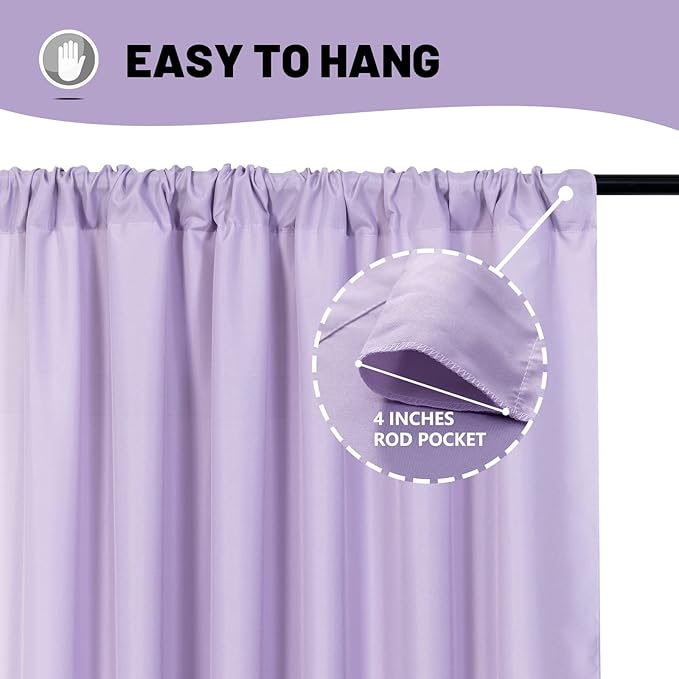 MYSKY HOME 10ft x 8ft Light Purple Curtains - Image 5