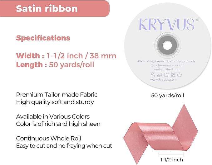 Rose Gold Satin Ribbon 1-1/2 inch X Continuous 50 Yards, Single Face Polyester - Image 3