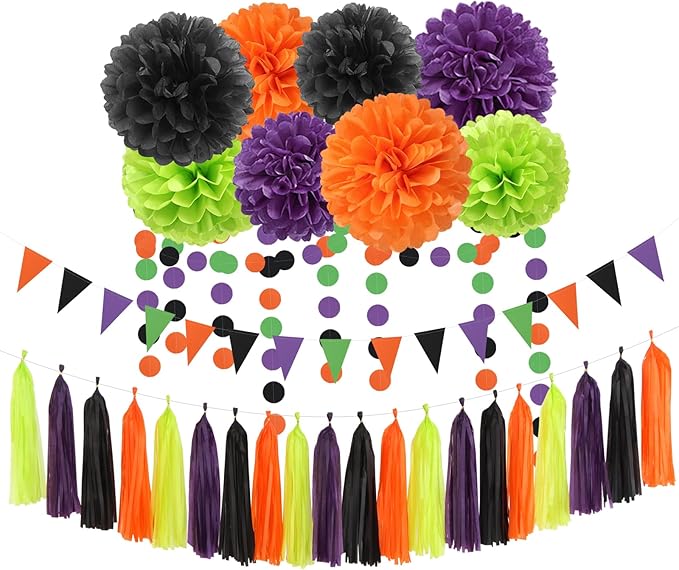 Black-Purple Orange Green Halloween Party-Decorations by LastingSurprise