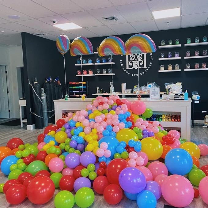 Bezente Assorted Rainbow Latex Balloons, 100 Pack 12 inch Round Helium Bright - Image 7