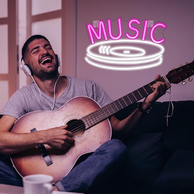 Music Record Neon Sign Pink White Led Neon Light Signs - Image 7