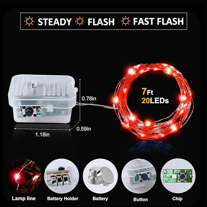 Aogist Led Fairy Lights 3 Modes Battery Operated String Lights Waterproof - Image 3