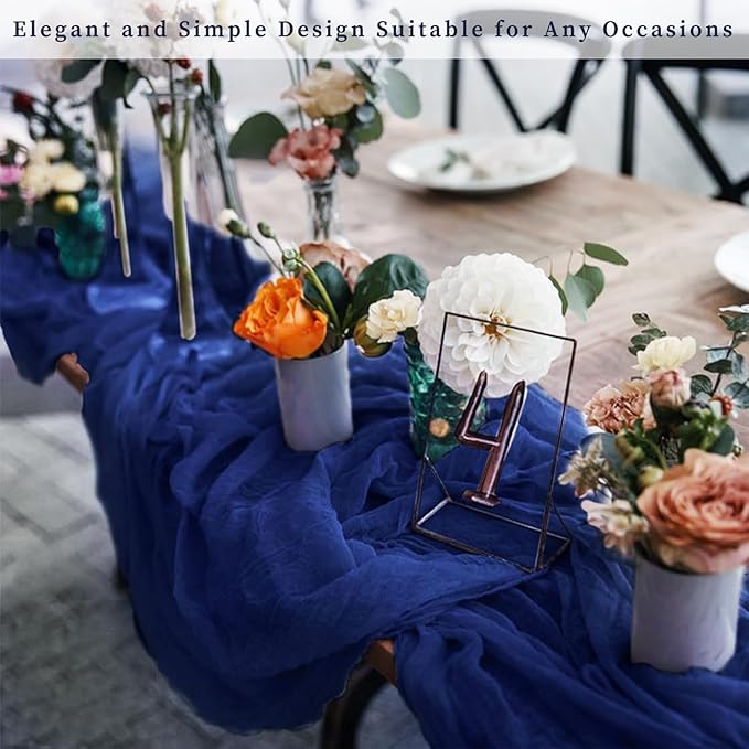 10FT 12 Pack Royal Blue Cheesecloth Table Runner 20 x 120 Inch Long Rustic - Image 7