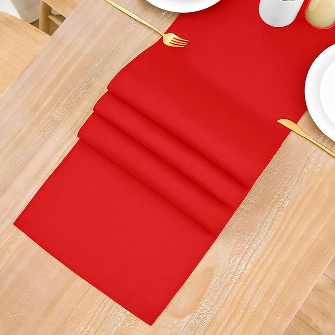 2 Pack Red Table Runner 12 x 72 Inch Solid Color Farmhouse Runners Coffee Table - Image 8