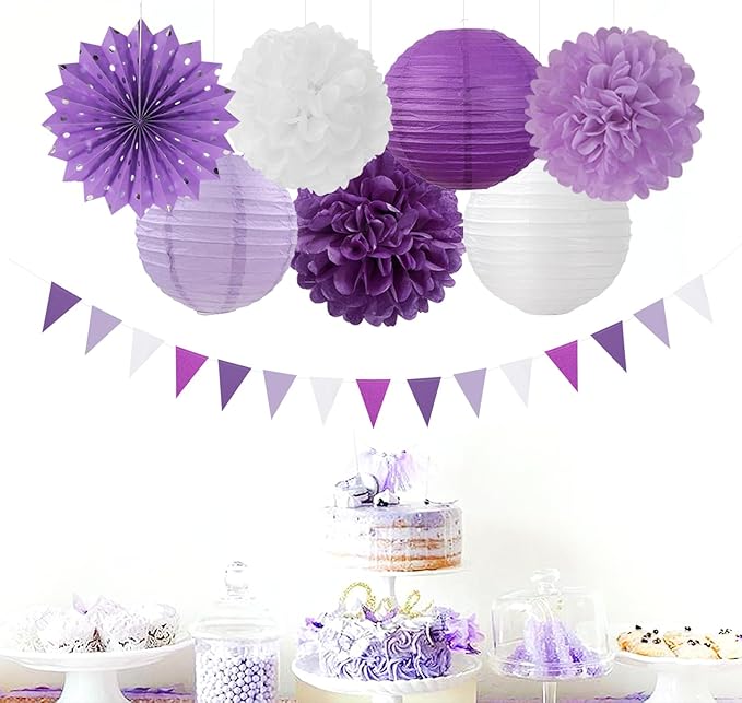 Lavender-Purple White Graduation Party Decorations - Image 6