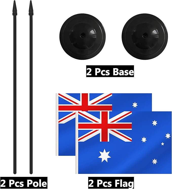 2 Pack Australia Desk Flag Set, Australian Desktop Small Miniature Table Office - Image 6