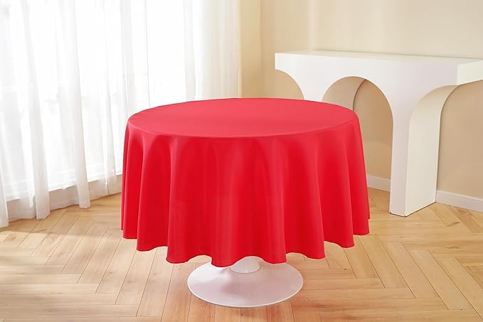 Craft And Party Round Tablecloth, 70 Inch Red Tablecloth, Polyester Fabric - Image 6