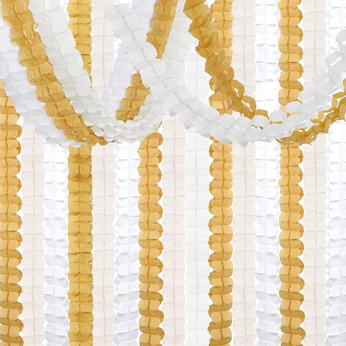 White Ivory-Gold Party-Decorations Streamers Garland by OURUOLA