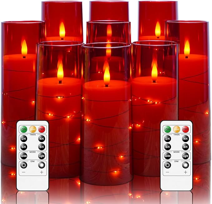 Flameless LED Candles with Timer 9 Pc Flickering Flameless Candles by FLAMELESSCANDLES