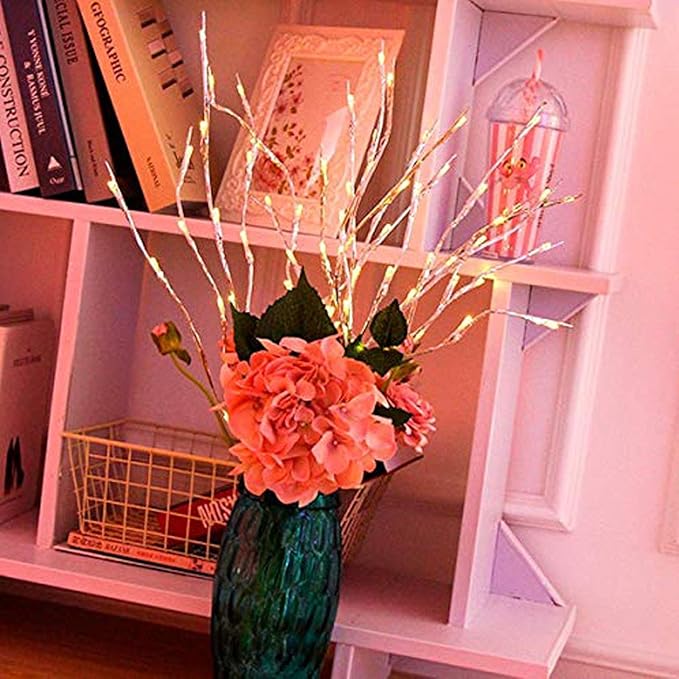 Lxcom Lighting LED Branch Lights 4 Pack 30 Inch Lighted Silver Wrapped Vase - Image 7