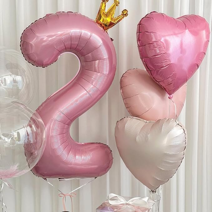 Pink White Heart Balloons, 18Inch Sand White Helium Balloon - Image 3