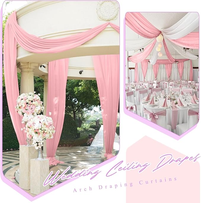 6 Panels Dusty Rose Ceiling Drapes - Image 6