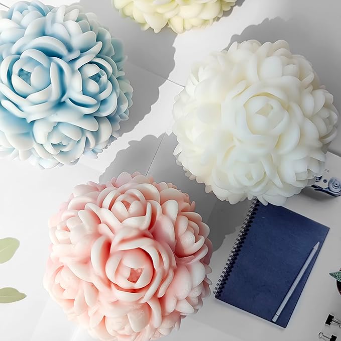 Rose 3D Flower Candle & Ball Mold by EVERELAMSiliconeMolds