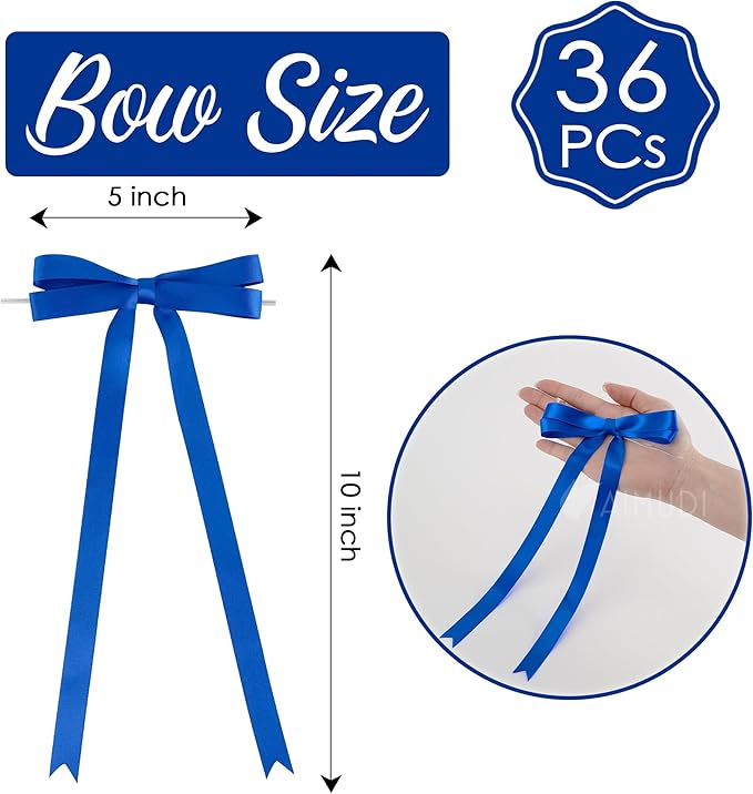 AIMUDI Royal Blue Bows 5 × 10" Satin Bows - Image 2