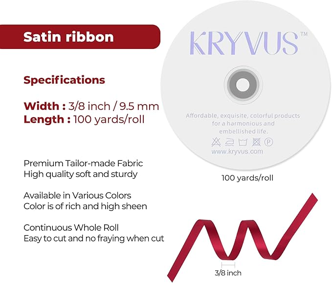 Scarlet Red Satin Ribbon 3/8 inch X Continuous 100 Yards, Single Face Polyester - Image 3