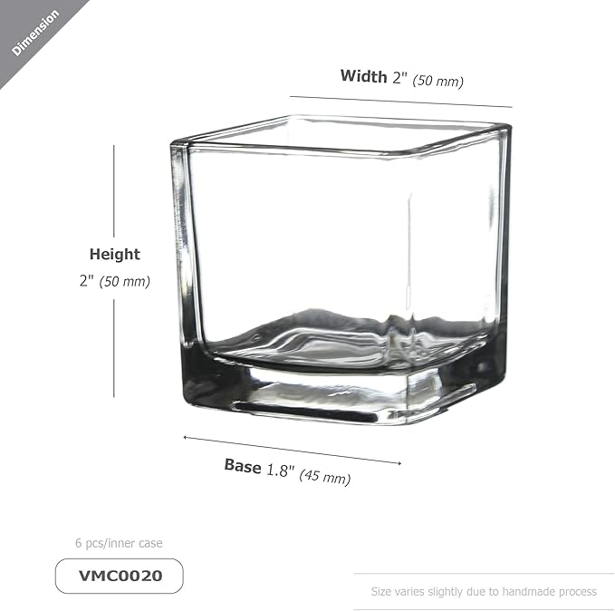 WGV 2 Inch Tea Light Votive Candle Holder, Square Cube 2”x2”, Small Tiny Bulk - Image 2