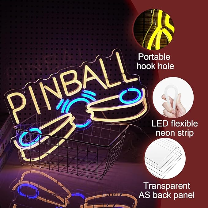 Pinball Neon Sign USB Powered Pinball Neon Light - Image 3