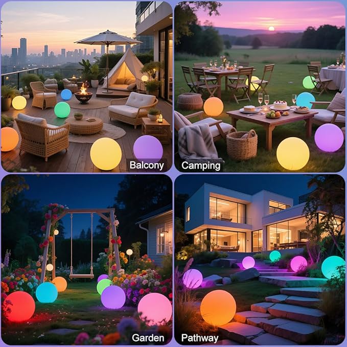 12-in LED Globe Orb Lamp, Dimmable RGB Color Changing Glowing Orb Lights - Image 4