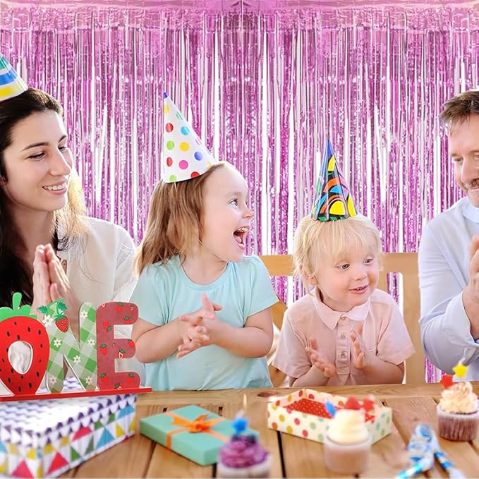 BEISHIDA 4 Pcs Pink Door Streamers Tinsel Curtain Party Streamers Backdrop - Image 5