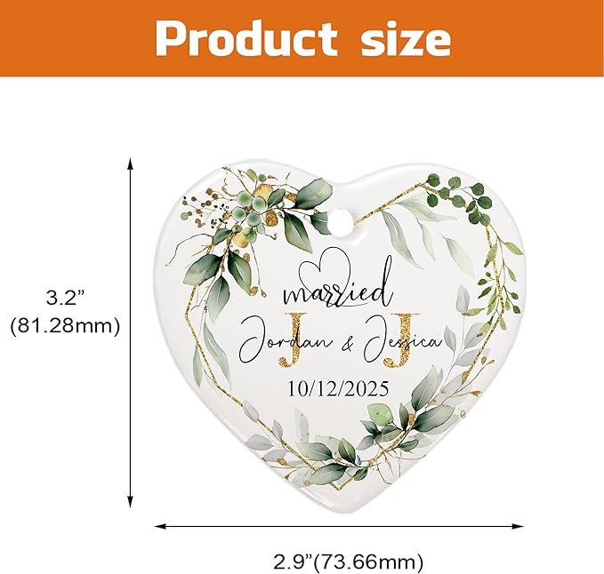Love Signal Personalized Married Ceramic Ornament, Mr Mrs 2025 Ornaments Custom - Image 6