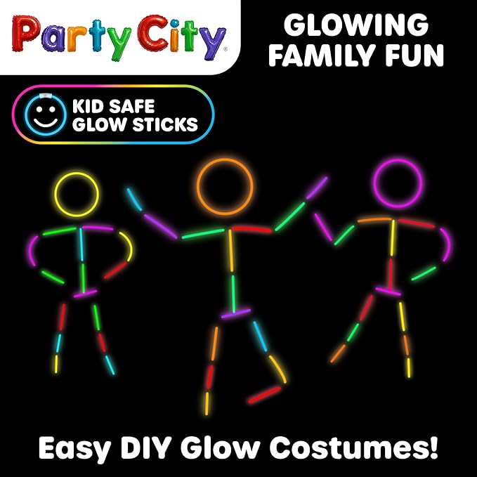 Party City 100 Glow Sticks Bulk Party Pack 8”– Neon Glow in the Dark Party - Image 5