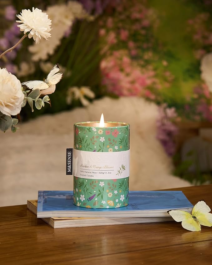 M&SENSE Bamboo Orange Blossom Scented Candle, Medium Jar Candle 11.3oz Natural - Image 4