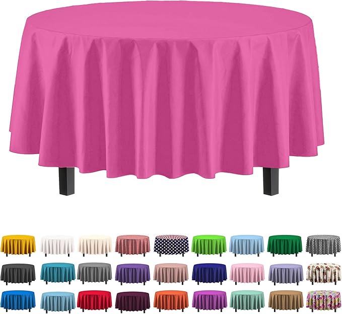 Exquisite 12-Pack Premium Plastic 84-Inch Round Tablecloth by Exquisite