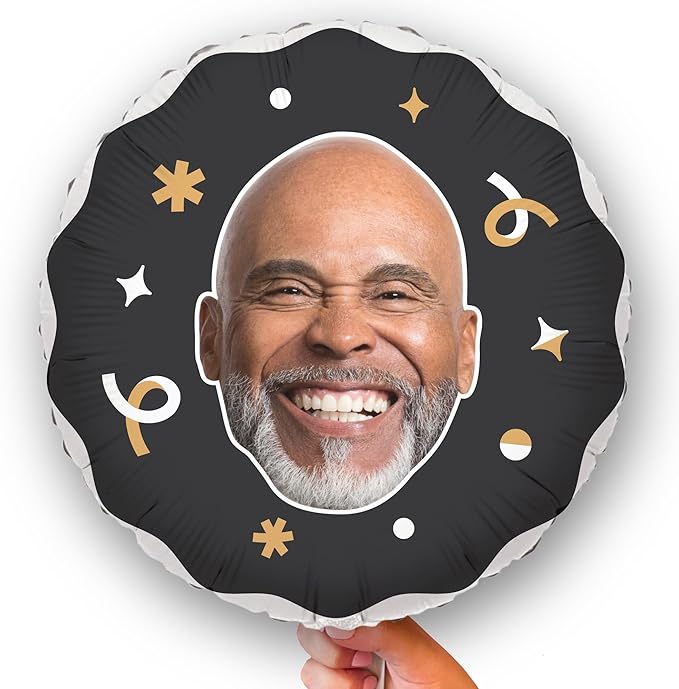 Big Dot of Happiness Personalized Fun Face Photo Black & Gold Balloons by BigDotofHappiness