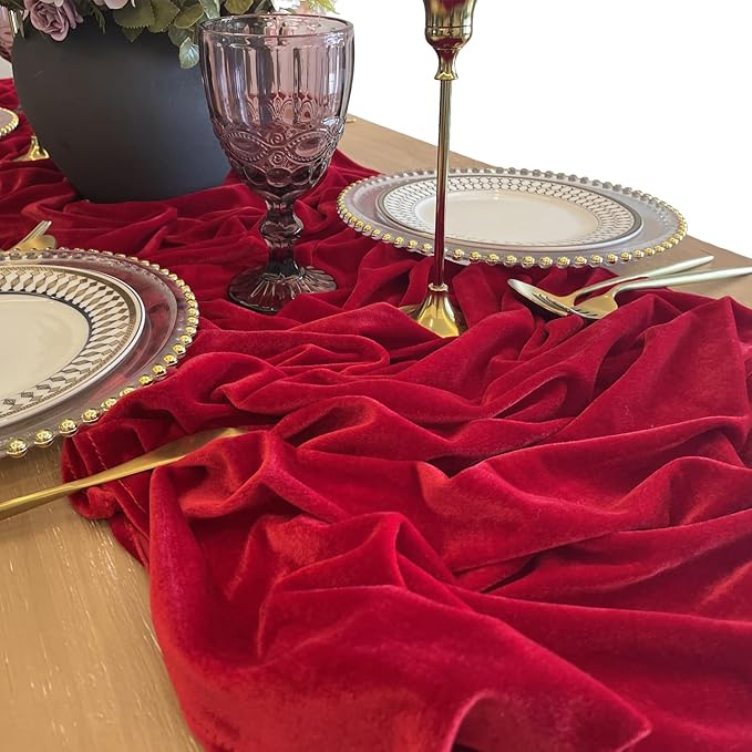 Velvet Table Runner, 10ft Luxurious Wedding Reception Decorations Soft Velvet - Image 4