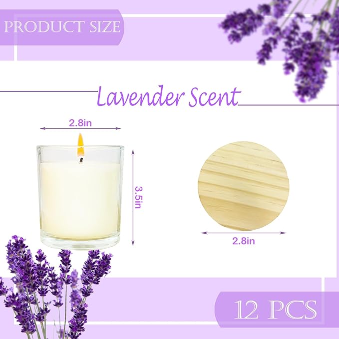 12 Pcs 6 Oz Mini Soy Candles, Lavender Scented Bulk Candle Set, Aromatherapy - Image 2
