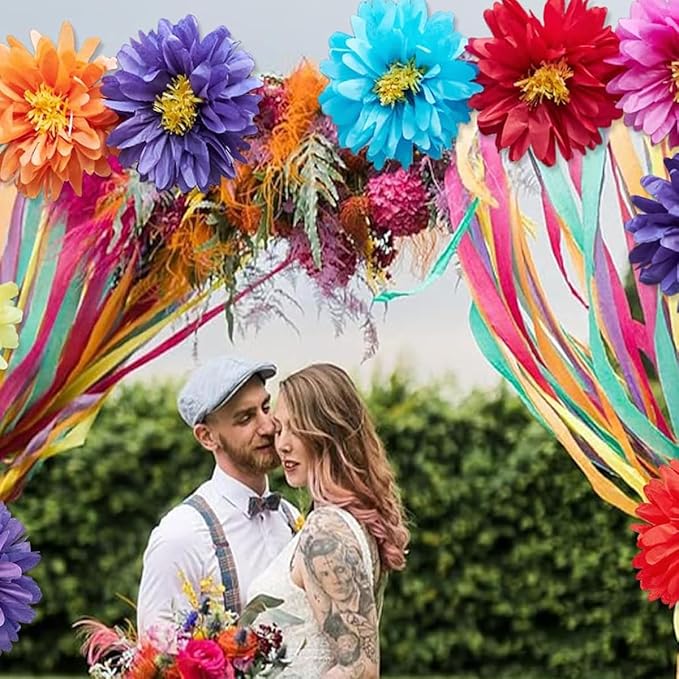 15pcs Tissue Paper Pom Poms Tissue Paper Flowers Party Blossom Flower Backdrop - Image 5