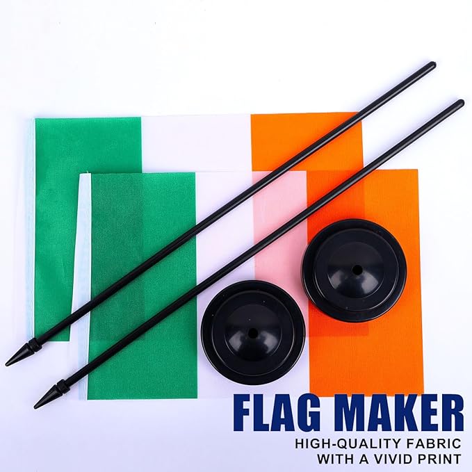 Ireland Desk Flag 12" Solid Pole Deluxe Set Irish Flags Banner Mini Small - Image 5
