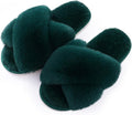 Evshine Women's Fuzzy Slippers Cross Band Memory Foam House Slippers Open Toe by Evshine