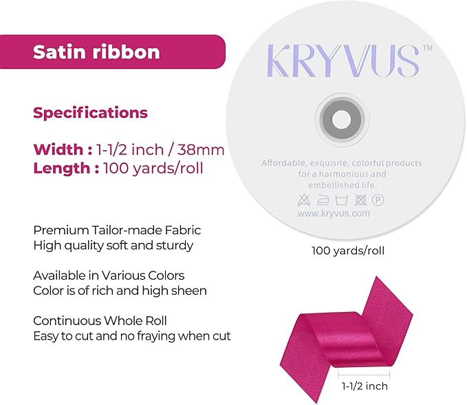 Rose Red Satin Ribbon 1-1/2 inch X Continuous 100 Yards, Single Face Polyester - Image 3