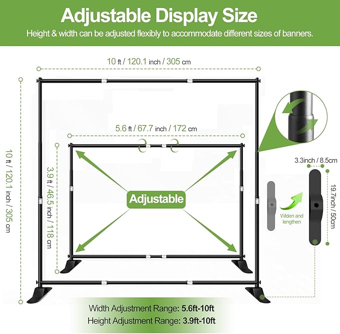 FUDESY 10x10 ft Backdrop Banner Stand, Heavy Duty Adjustable Background Kit - Image 2