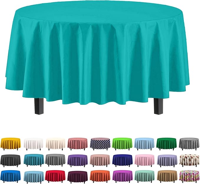 Party Solids 12-Pack Premium Plastic 84-Inch Round Tablecloth by Exquisite