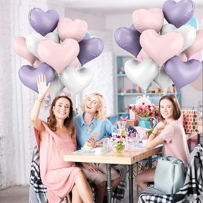 20 Inch Pink Purple White Heart Balloons - Image 3