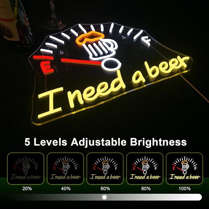 I Need a Beer Neon Sign, LED Neon Light Bar Wall Decor - Image 5