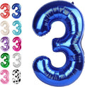 40 Inch Navy Blue 3 Large Number Balloon, 3 13 23 30 33 36 38Blue Birthday by Upgesy