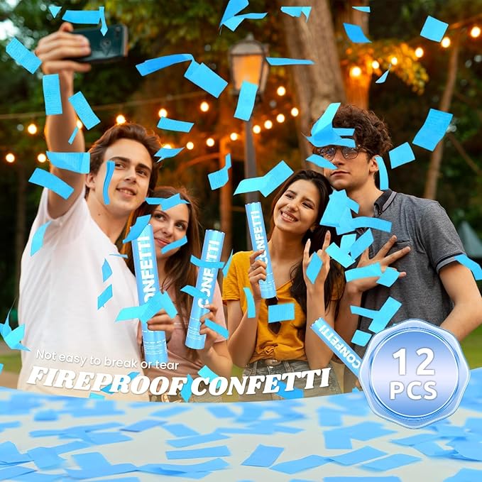 Confetti Cannon Blue Biodegradable Confetti Poppers 12Pack Party Poppers - Image 5
