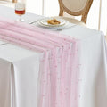 Fanami 1 Pack Pearl Table Runner -10FT Blush Pink Boho Tulle Table Runners 120 by Fanami