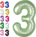 Large 40 Inch Sage Green 3 Number Balloon, 3 13 23 30 33 36 38 Oliver Green by Upgesy