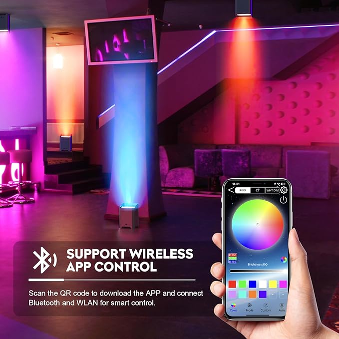 9600mAh Wireless Uplights, 6x18W RGBWA UV Rechargeable Stage Lights, - Image 5