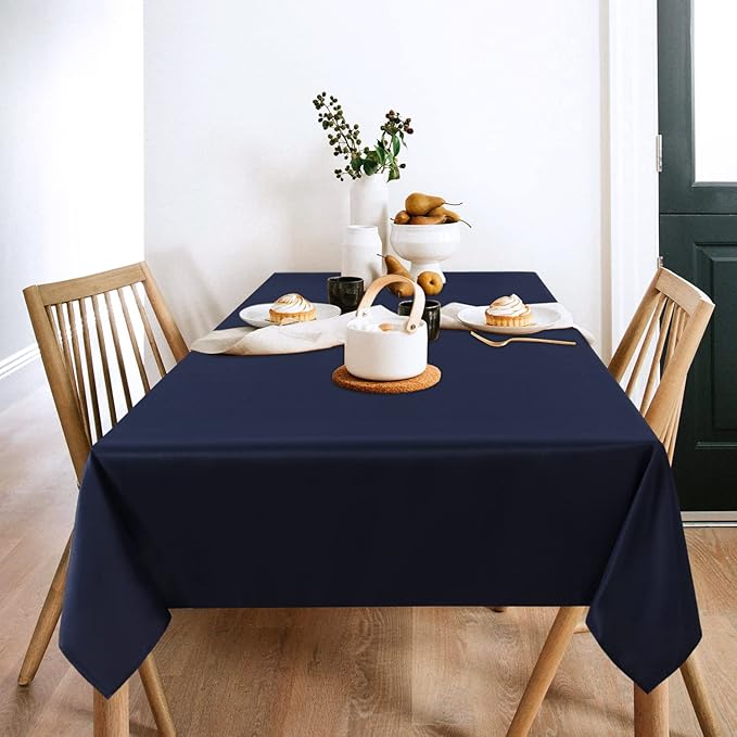 sancua 2 Pack Navy Tablecloth 60 x 120 Inch, Rectangle 8 Feet Table Cloth - Image 2