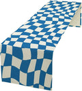Table Flag Retro Plaid 60s70s Blue Plaid Table Flag Kitchen Restaurant by ICMOLYYENLO