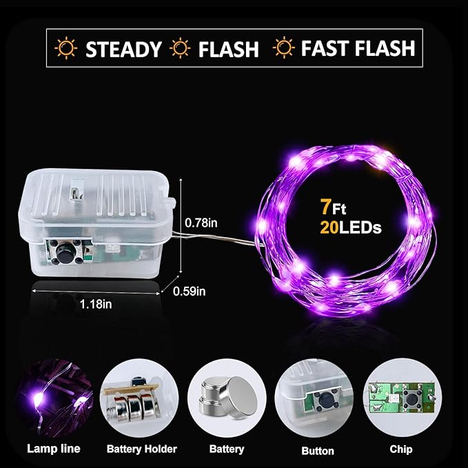 Aogist Led Fairy Lights 3 Modes Battery Operated String Lights Waterproof - Image 3