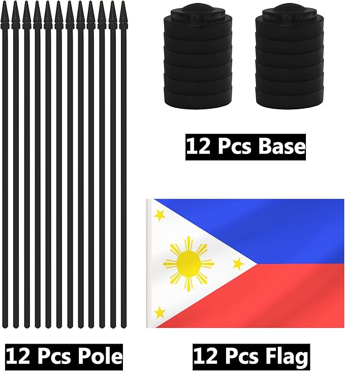 12 Pack Miniature Office Flags, Small Philippine Desktop Flags - Image 3