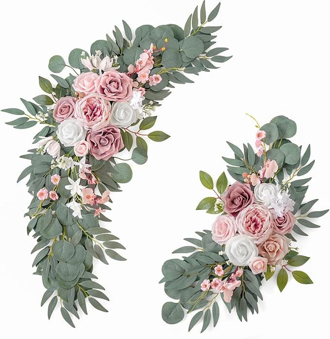 ponatia Small Wedding Arch Flowers, Artificial Dusty Rose Flowers by ponatia